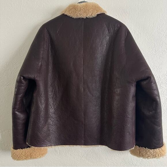Marni Giacca Burgundy Leather Reversible Shearling Jacket size IT 38 - Picture 4 of 14